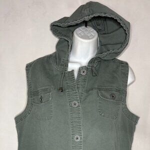 Women's Christopher & Banks Size M?-  Sleeveless Button Up Hooded Top